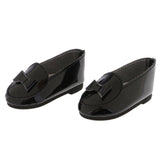 Max PU Leather Shoes Bowknot Flats Sneakers for 18" Dolls Black