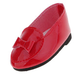 Max PU Leather Shoes Bowknot Flats Sneakers for 18" Dolls Red