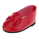 Max PU Leather Shoes Bowknot Flats Sneakers for 18" Dolls Red