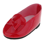 Max PU Leather Shoes Bowknot Flats Sneakers for 18" Dolls Red