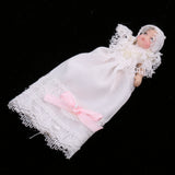 Maxbell 1/12 Porcelain Baby Doll in Lace Dress Dolls House Miniature People Figures