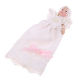 Maxbell 1/12 Porcelain Baby Doll in Lace Dress Dolls House Miniature People Figures