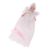 Maxbell 1/12 Porcelain Baby Doll in Lace Dress Dolls House Miniature People Figures