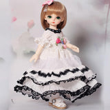 Maxbell Lovely White Lolita Dress for 1/6 BJD Dollfie LUTS DOD Doll Formal Clothes Accessories