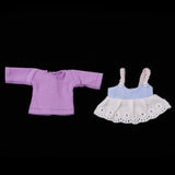 Max Lovely Lace Suspender Skirt & T-shirt Set for OB11 Doll Accessories Purple