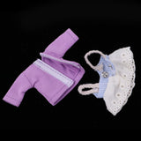 Max Lovely Lace Suspender Skirt & T-shirt Set for OB11 Doll Accessories Purple