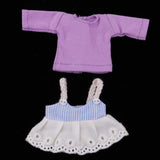 Max Lovely Lace Suspender Skirt & T-shirt Set for OB11 Doll Accessories Purple