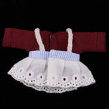 Max Lovely Lace Suspender Skirt & T-shirt Set for OB11 Doll Accessories Wine Red