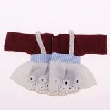 Max Lovely Lace Suspender Skirt & T-shirt Set for OB11 Doll Accessories Wine Red