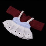 Max Lovely Lace Suspender Skirt & T-shirt Set for OB11 Doll Accessories Wine Red