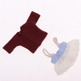 Max Lovely Lace Suspender Skirt & T-shirt Set for OB11 Doll Accessories Wine Red