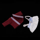 Max Lovely Lace Suspender Skirt & T-shirt Set for OB11 Doll Accessories Wine Red