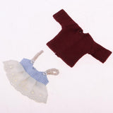 Max Lovely Lace Suspender Skirt & T-shirt Set for OB11 Doll Accessories Wine Red