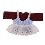 Max Lovely Lace Suspender Skirt & T-shirt Set for OB11 Doll Accessories Wine Red