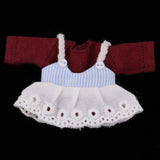 Max Lovely Lace Suspender Skirt & T-shirt Set for OB11 Doll Accessories Wine Red