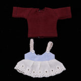 Max Lovely Lace Suspender Skirt & T-shirt Set for OB11 Doll Accessories Wine Red