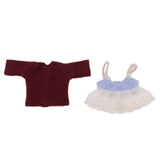 Max Lovely Lace Suspender Skirt & T-shirt Set for OB11 Doll Accessories Wine Red