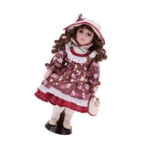 Max 30cm Lovely Porcelain Girl Doll People Figure with Floral Dress Hat Set Gift