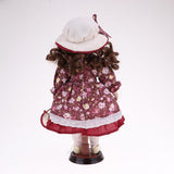 Max 30cm Lovely Porcelain Girl Doll People Figure with Floral Dress Hat Set Gift