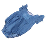 Max Adorable Denim Rompers With Ruffle Sleeve For Reborn Baby Girl Doll Costume