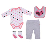 Max 4pcs Jumpsuit & Pants Suit Pink for 22-23inch Reborn Doll Outfit Accessory