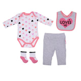 Max 4pcs Jumpsuit & Pants Suit Pink for 22-23inch Reborn Doll Outfit Accessory
