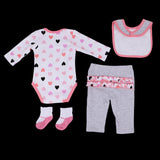 Max 4pcs Jumpsuit & Pants Suit Pink for 22-23inch Reborn Doll Outfit Accessory