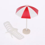 Max 5 Set Miniature Beach Deck Chair Umbrella Model for Dollhouse Garden Decor