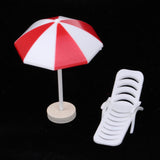 Max 5 Set Miniature Beach Deck Chair Umbrella Model for Dollhouse Garden Decor