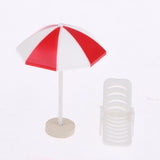 Max 5 Set Miniature Beach Deck Chair Umbrella Model for Dollhouse Garden Decor