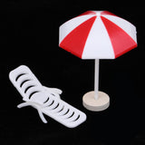 Max 5 Set Miniature Beach Deck Chair Umbrella Model for Dollhouse Garden Decor