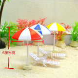 Max 5 Set Miniature Beach Deck Chair Umbrella Model for Dollhouse Garden Decor