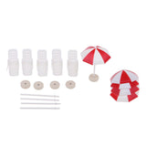 Max 5 Set Miniature Beach Deck Chair Umbrella Model for Dollhouse Garden Decor