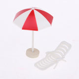 Max 5 Set Miniature Beach Deck Chair Umbrella Model for Dollhouse Garden Decor