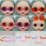 Max 1/6 Pair Square Frame Clear Lens Glasses Eyewear for Blythe Dolls Purple