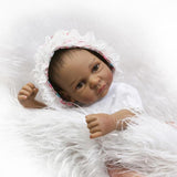 Maxbell 11 Inch Reborn Baby Toddler Girl Doll African American Doll with Clothes Accessories - Full Silicone Head Limb Body, Coloured Drawing Hair