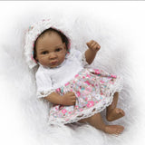 Maxbell 11 Inch Reborn Baby Toddler Girl Doll African American Doll with Clothes Accessories - Full Silicone Head Limb Body, Coloured Drawing Hair