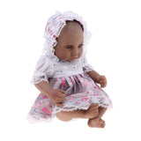 Maxbell 11 Inch Reborn Baby Toddler Girl Doll African American Doll with Clothes Accessories - Full Silicone Head Limb Body, Coloured Drawing Hair