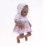 Maxbell 11 Inch Reborn Baby Toddler Girl Doll African American Doll with Clothes Accessories - Full Silicone Head Limb Body, Coloured Drawing Hair
