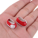 Max 1/12 BJD Doll Flower Leather Shoes for BJD Girl Doll Party Outfits Accs Red