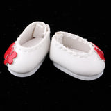 Max 1/12 BJD Doll Flower Leather Shoes for BJD Girl Doll Party Outfit Accs White