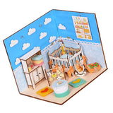 Maxbell 1/24 Scale Wooden Dollhouse Miniature Kits With Furniture & LED Light - Baby Bedroom Nursery Room Model