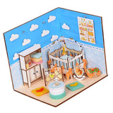 Maxbell 1/24 Scale Wooden Dollhouse Miniature Kits With Furniture & LED Light - Baby Bedroom Nursery Room Model
