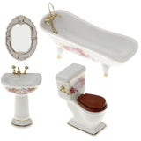 Max 1/12 Dollhouse Miniature Furniture Accessories Bathtub Toilet Basin Kit 4pcs