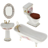 Max 1/12 Dollhouse Miniature Furniture Accessories Bathtub Toilet Basin Kit 4pcs