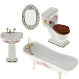 Max 1/12 Dollhouse Miniature Furniture Accessories Bathtub Toilet Basin Kit 4pcs