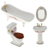 Max 1/12 Dollhouse Miniature Furniture Accessories Bathtub Toilet Basin Kit 4pcs