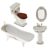 Max 1/12 Dollhouse Miniature Furniture Accessories Bathtub Toilet Basin Kit 4pcs