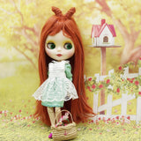 Maxbell Adorable Maid Outfit Lace Dress Suit For 1/6 Blythe Dolls Clothes Green