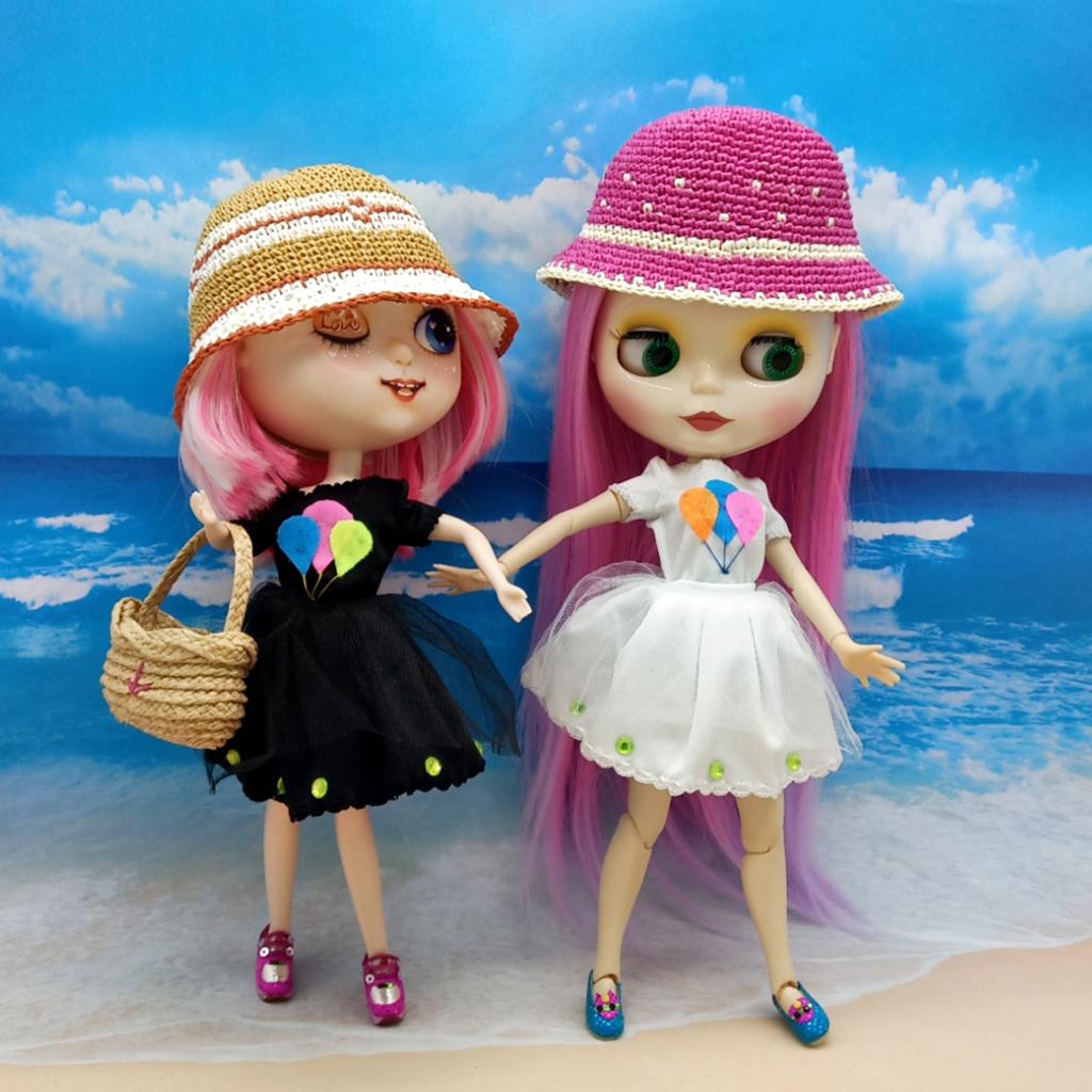 Max Fashionable Top Skirt Hat Suit for 1/6 Blythe Dolls Clothes Accessory White